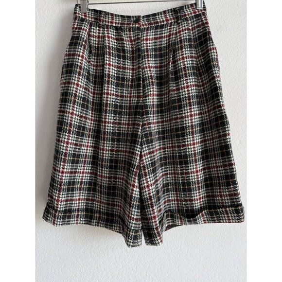 Vintage Talbots Size 10 100% Wool Plaid High Waisted Pleated Shorts Academia - Picture 16 of 16
